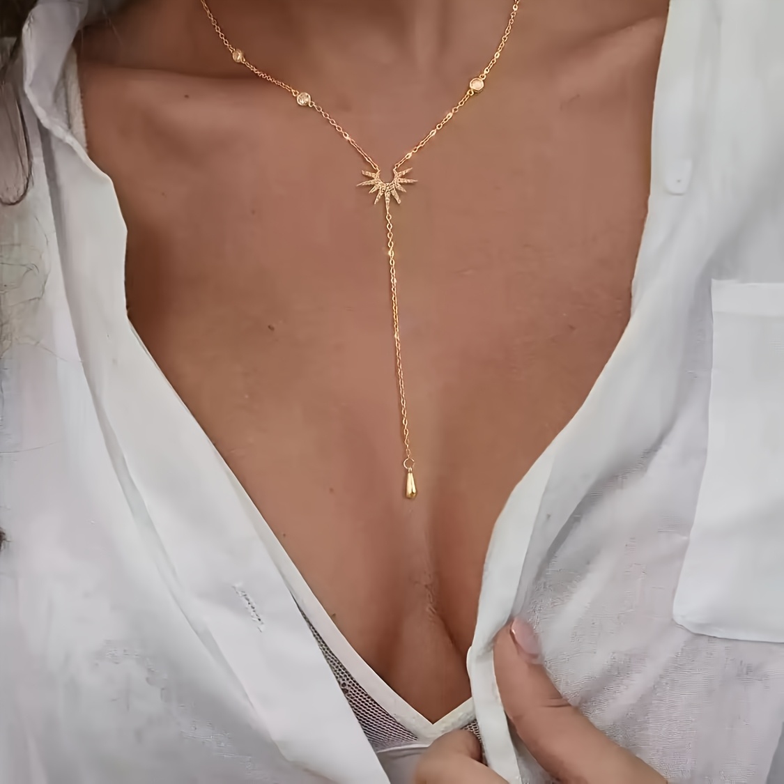 Women's Y-Chain Fashion Long Tassel Beach Necklace
